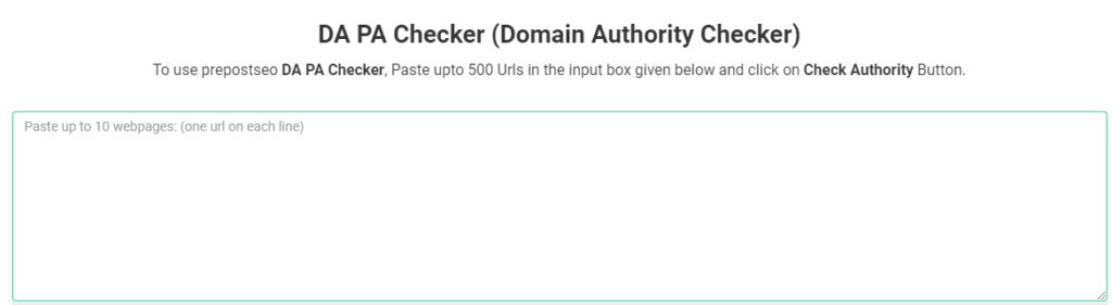 PrePostSEO Domain Authority Checker 1
